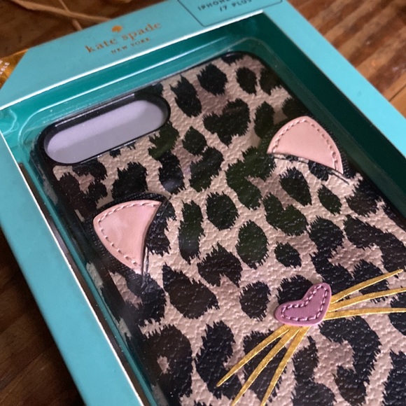 Kate Spade Leopard Print Kitty Cat IPhone 8 Plus - IPhone 7 Plus Snap Case - Picture 3 of 16